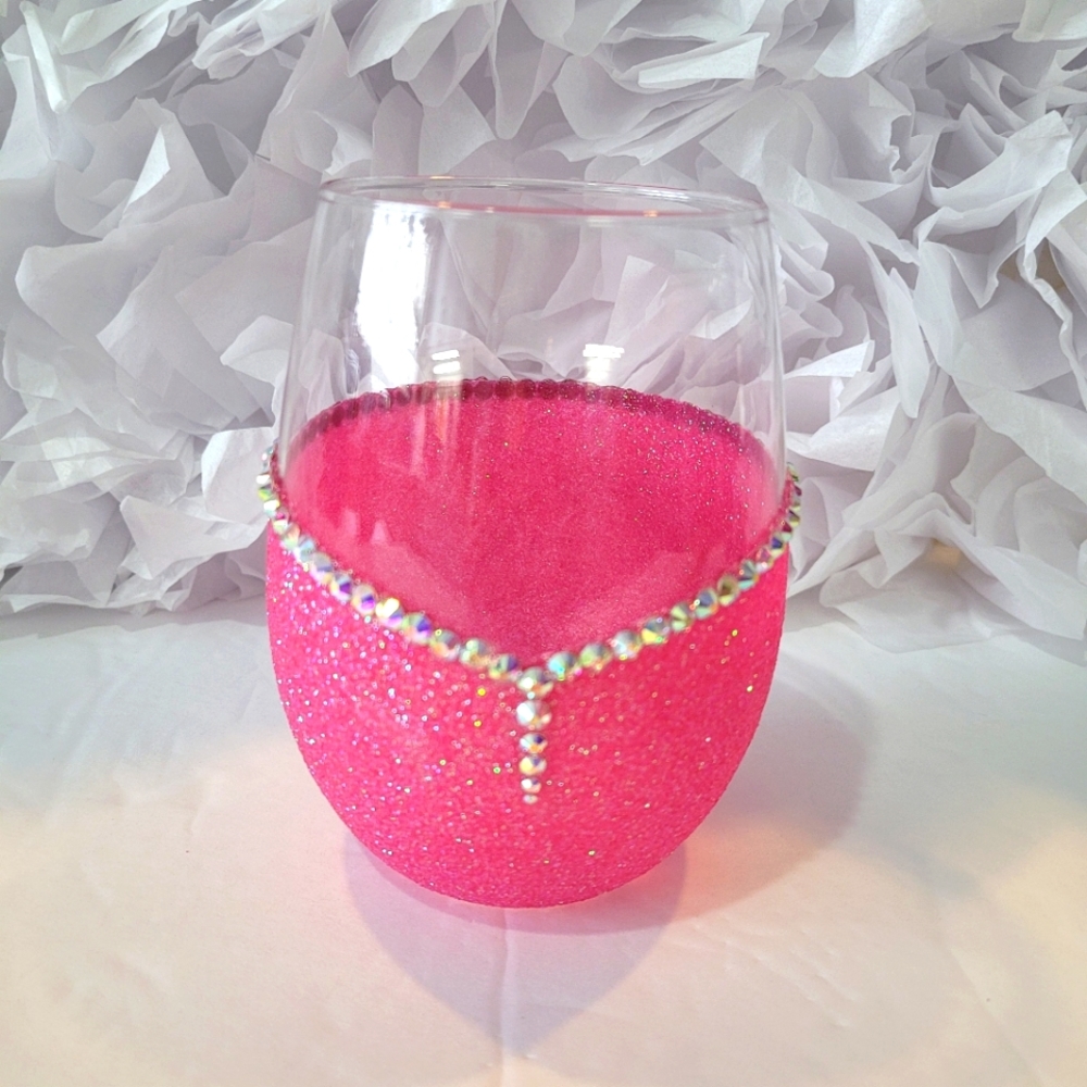 Crystal Rhinestone 🔮 Bling Hand Crafted Wine 🍷/Water💧 Glass